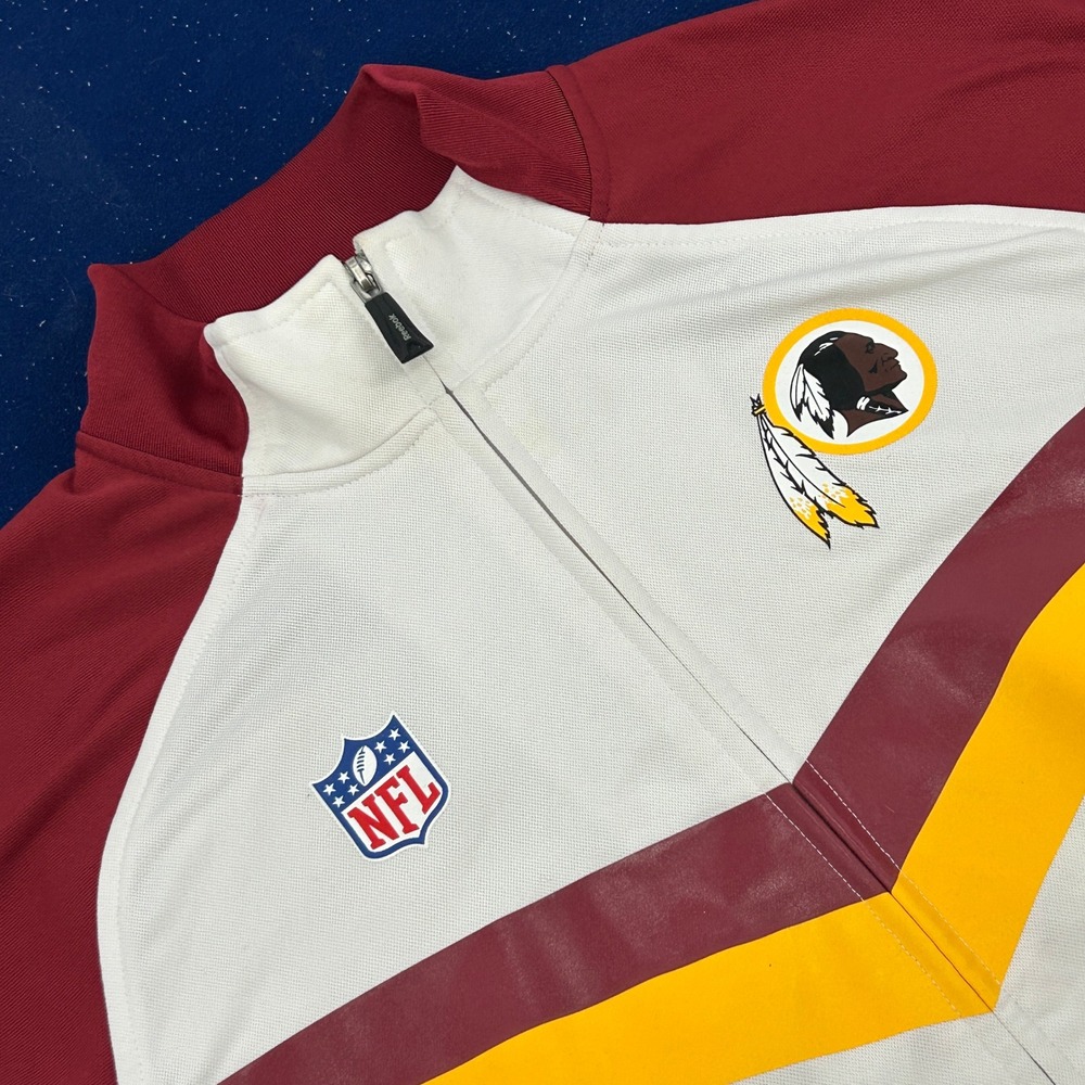 Washington Redskins Reebok Track Jacket Mens L White Burgundy NFL Full Zip Logo